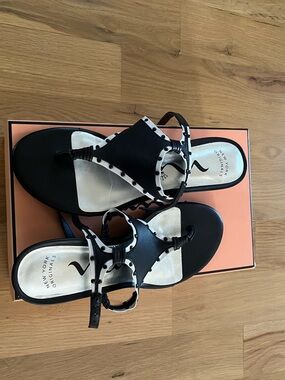 Nina Black Studded Leather Sandals
